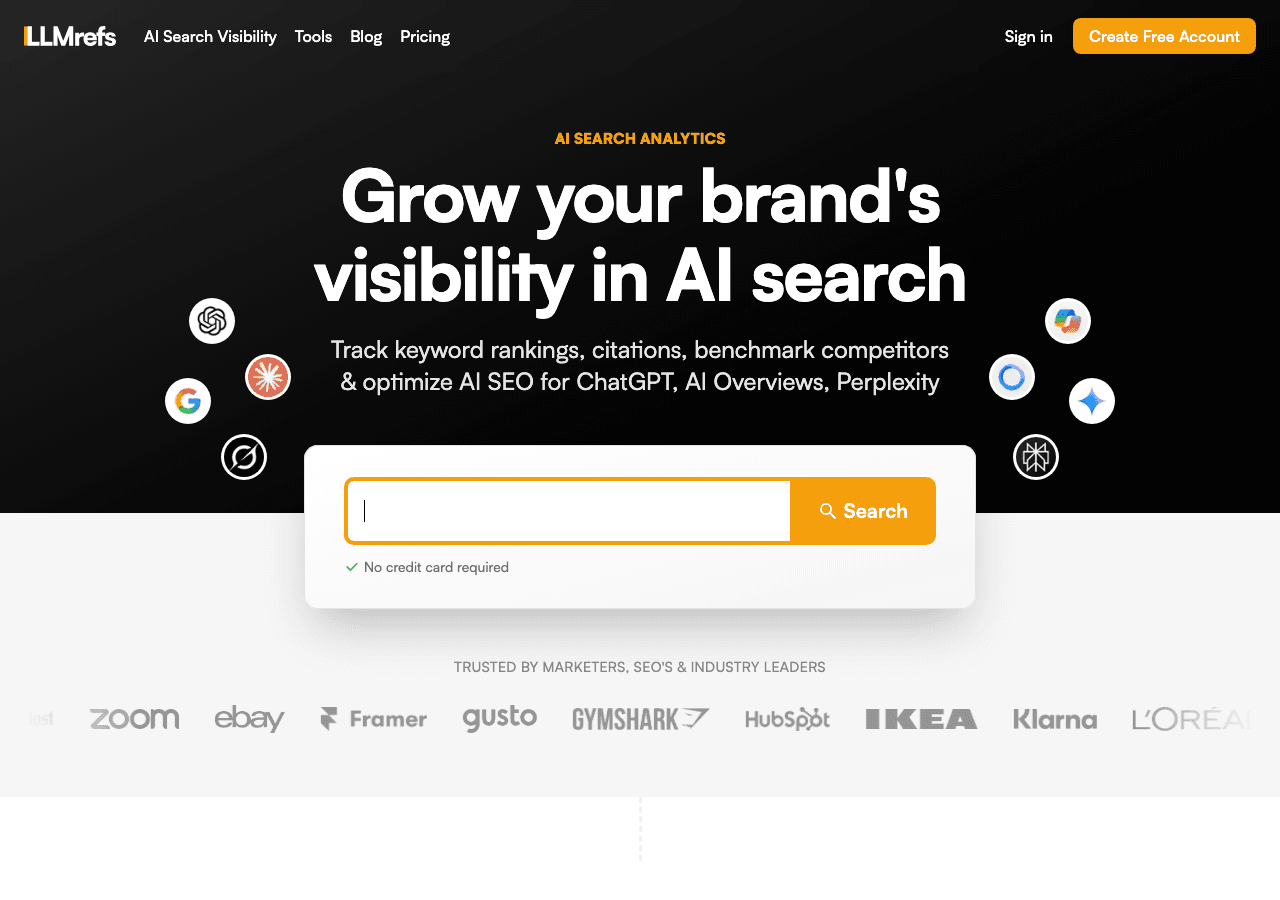 LLMrefs AI search visibility tracking homepage