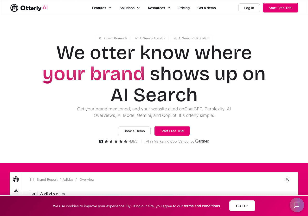 Otterly AI search visibility tracking homepage