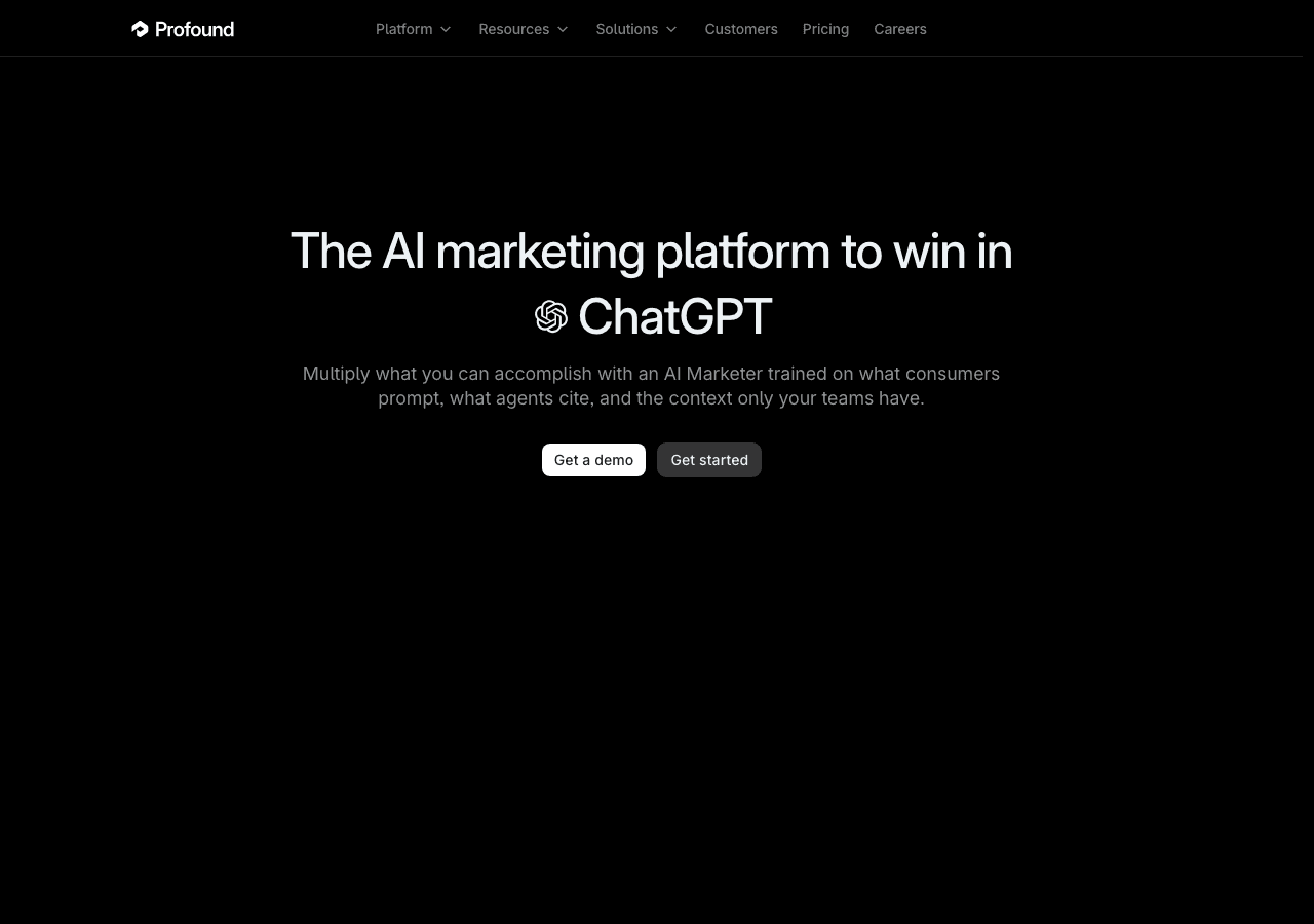Profound AI marketing platform homepage