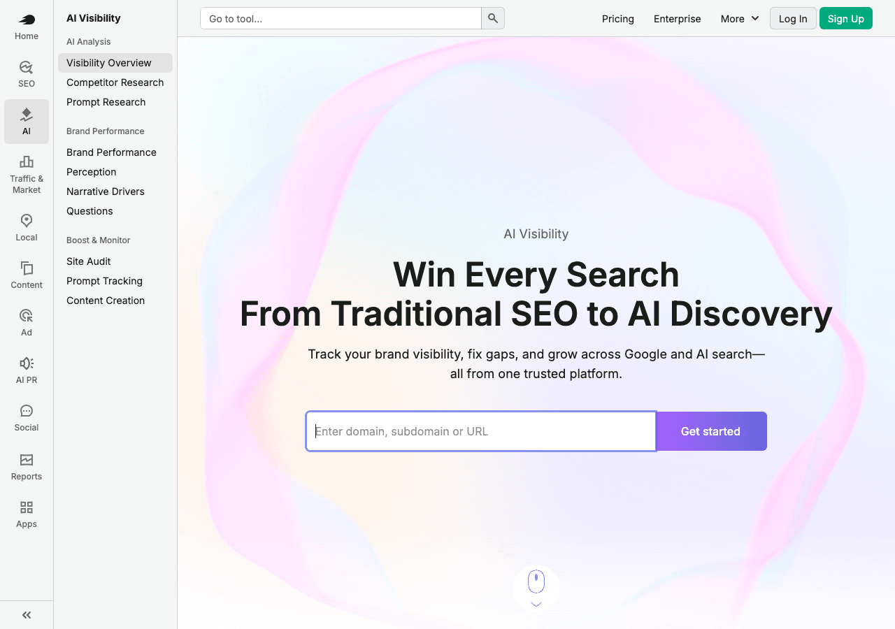 Semrush AI Visibility Toolkit homepage