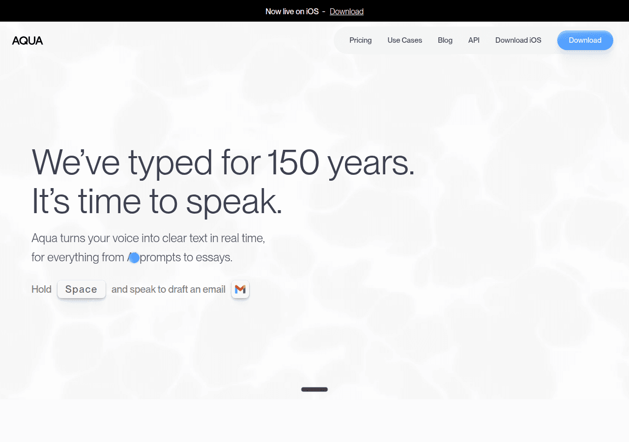 Aqua Voice dictation app homepage