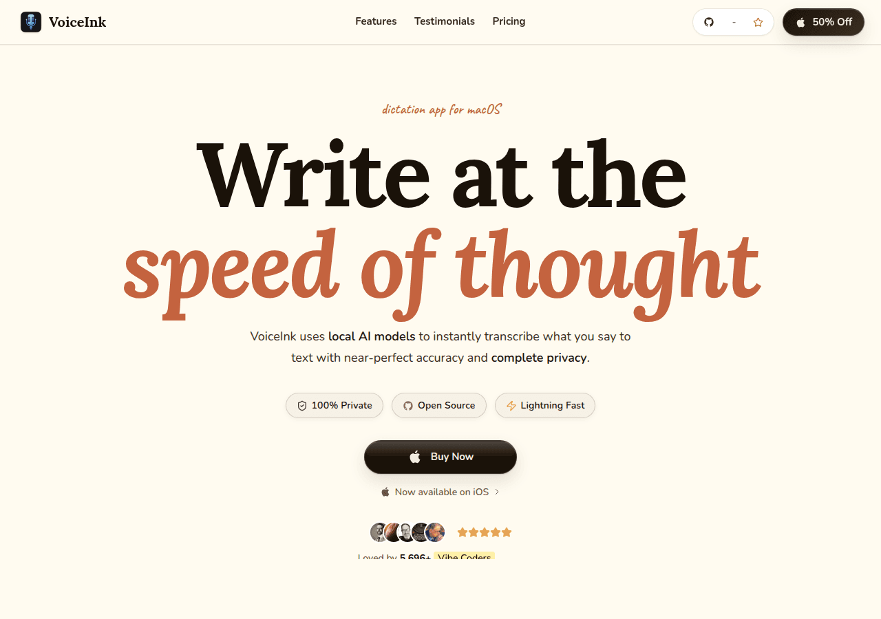 VoiceInk open-source Mac dictation app homepage