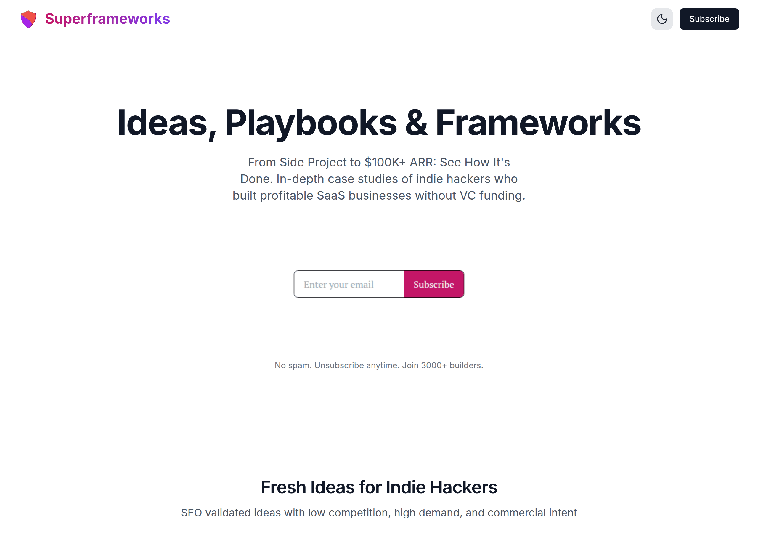 Superframeworks newsletter homepage